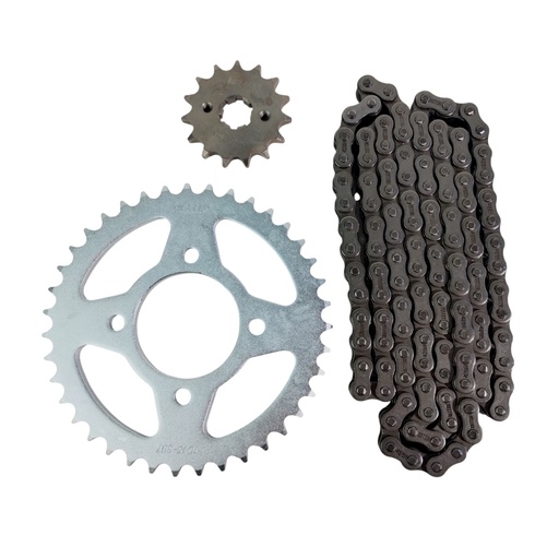 [HEZAN1539428CC] Kit Piñon Y Corona Con Cadena Para Motos