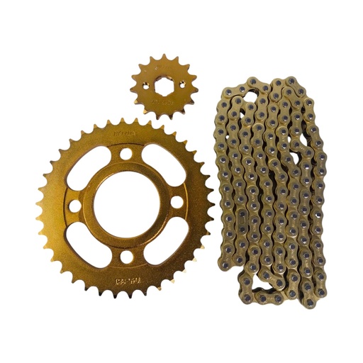 [HEZAN1538428CCG] Kit Piñon Y Corona Con Cadena Para Motos
