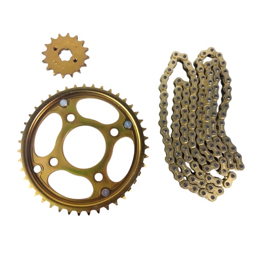 [HEHON1643428CCG] Kit Piñon Y Corona Con Cadena Para Motos